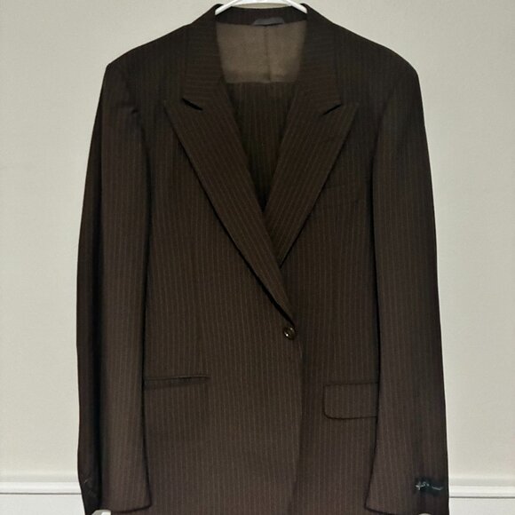 NWT Vintage 70s Italian Egon von Furstenberg Full Brown Wool Suit 44R W37